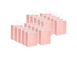 Pacote Com 20 Sacolas De Papel Kraft Reutilizáveis E Ecológicas Para Roupas E Presentes - 21 X 11 X 27,5 Cm - Rosa