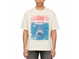 Rockinstone Jaws Movie Fade Solid Natural Adult T-shirt Size:xxl