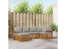 Vidaxl Conjunto De Sofás Para Exterior 6 Unid. Cinza Natural E Claro