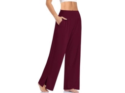 2026 pantalones de Yoga de Pierna Ancha para Mujer de Talle Alto Con Bolsillos Y Lazado Ajustable L Rojo