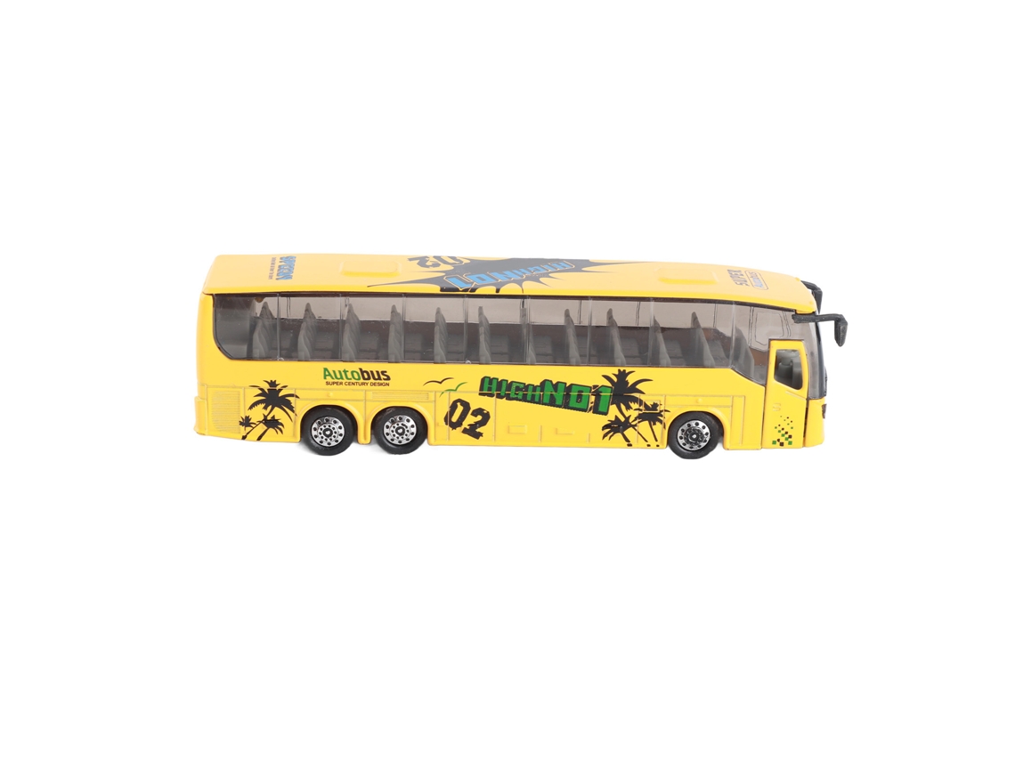 Primerox brinquedo Ônibus Simulação 1:50 Liga com Luz e Música, Modelo Pull Back para Crianças Amarelo