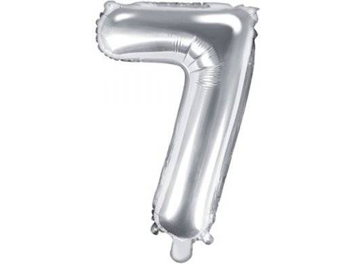 Balão PARTYDECO número 7 Foil 35cm Prateado