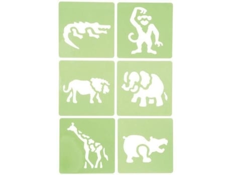 Estêncil de plástico de animais da selva - pacote de 6