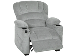Poltrona Elevatória NOVAVEST COM com 8 Pontos de Massagem, Aquecimento, Controles, Bolso, Cinza