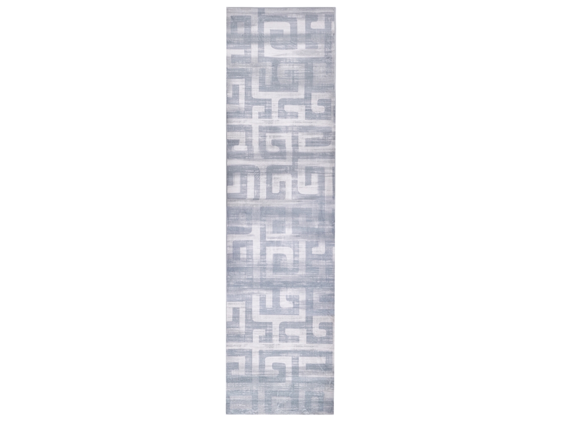 Alfombra Moderna Con Motivo Geométrico Beliani Beydag De Poliéster Gris 80x300