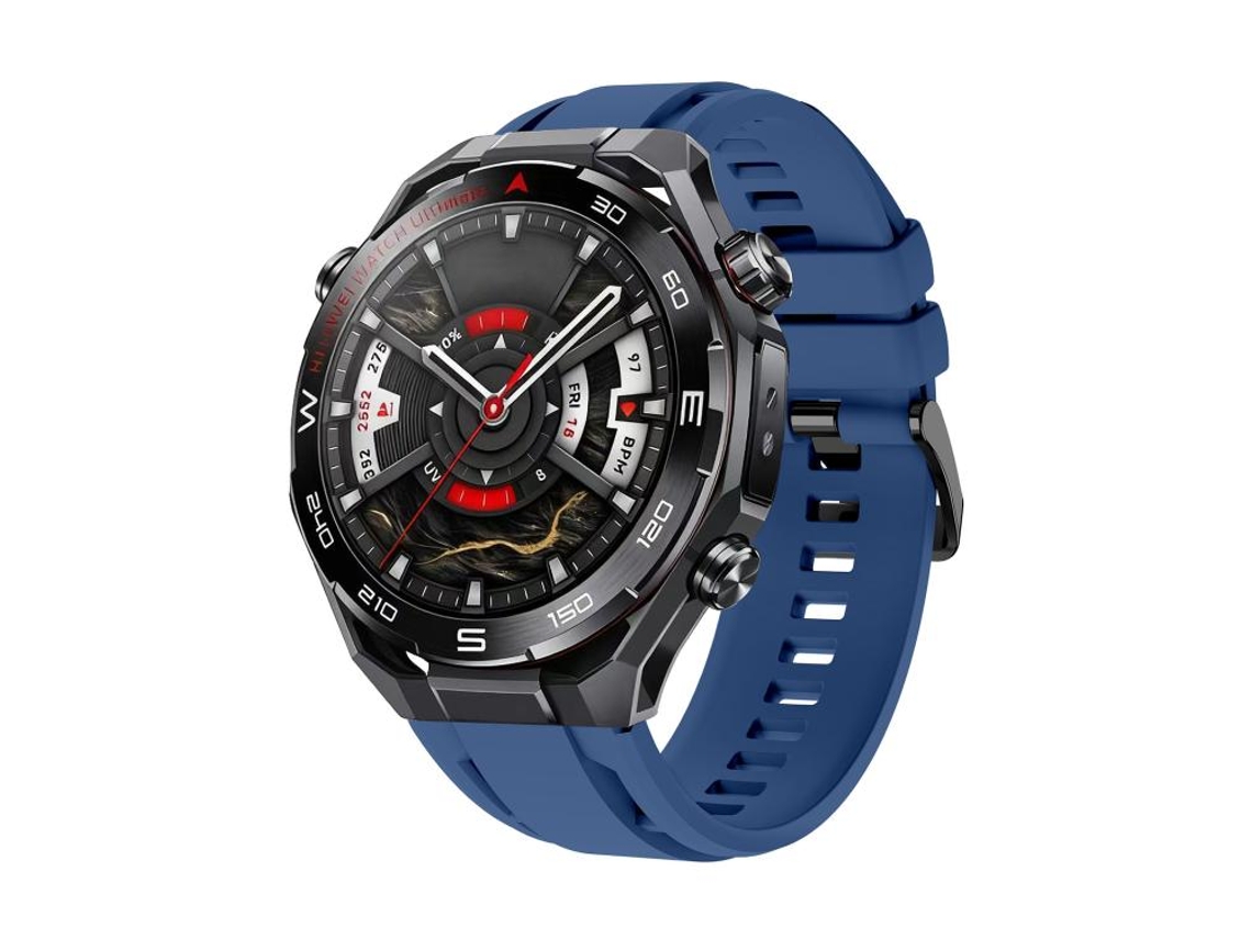 Bracelete Para Huawei Watch Ultimate 2 - Silicone Cor Sólida - Fivela Preta Azul Oceano