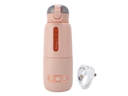 Aquecedor De Leite Elétrico Portátil Inox 300ml Rosa