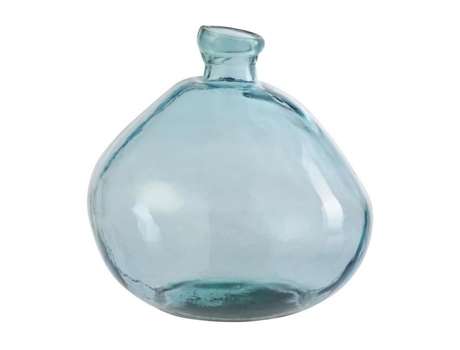 Vaso Déco - J-LINE - Olivia - Vidro - 33cm - Azul Claro - Design Contemporâneo