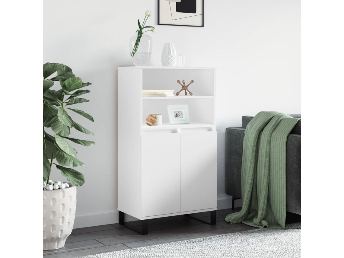 Vidaxl Aparador Alto 60x36x110 Cm Derivados De Madeira Branco