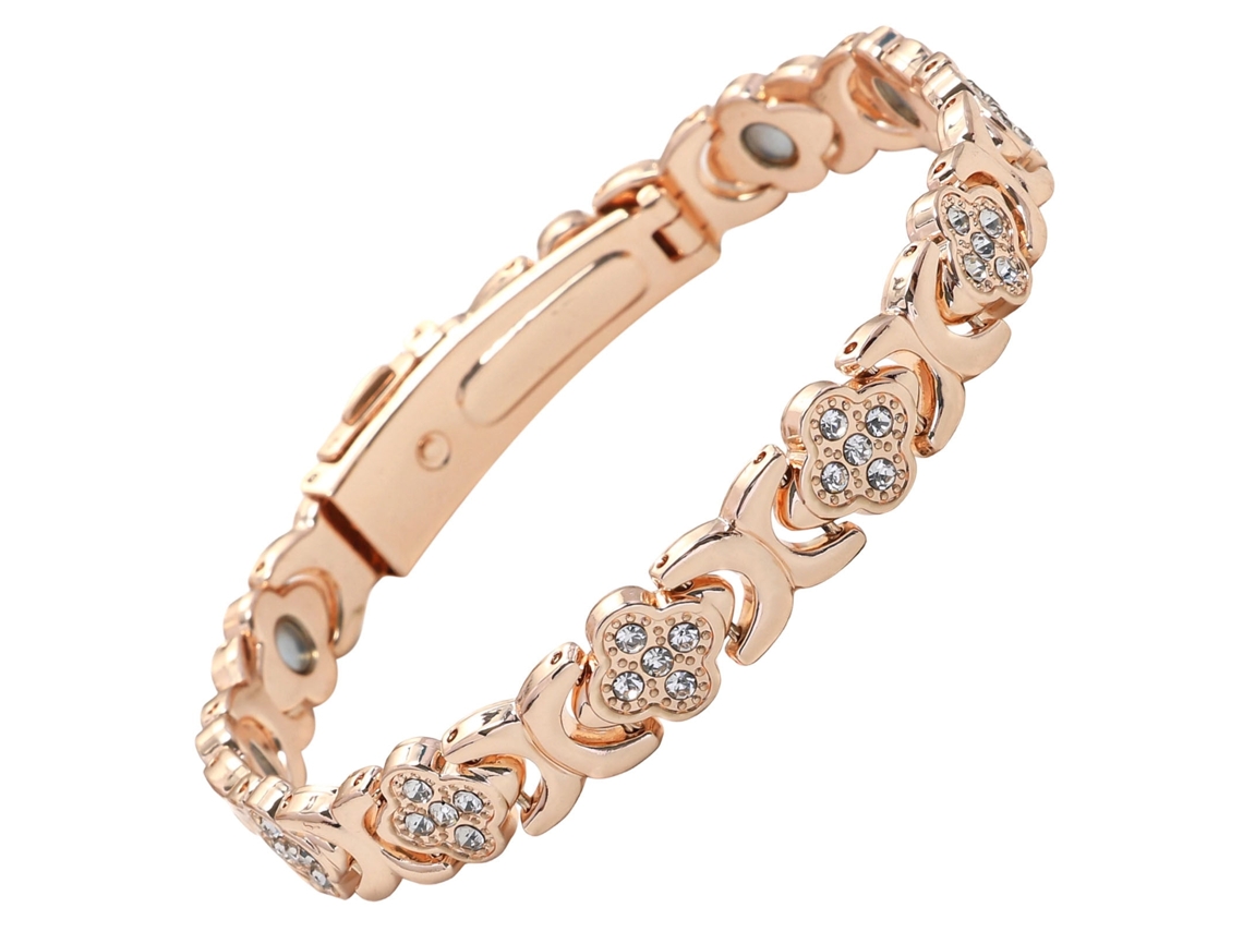 Pulseira De Cobre, Bracelete Magnética Em Forma De Trevo De Quatro Folhas, Um Presente Para Casais (ouro Rosa) Spqment
