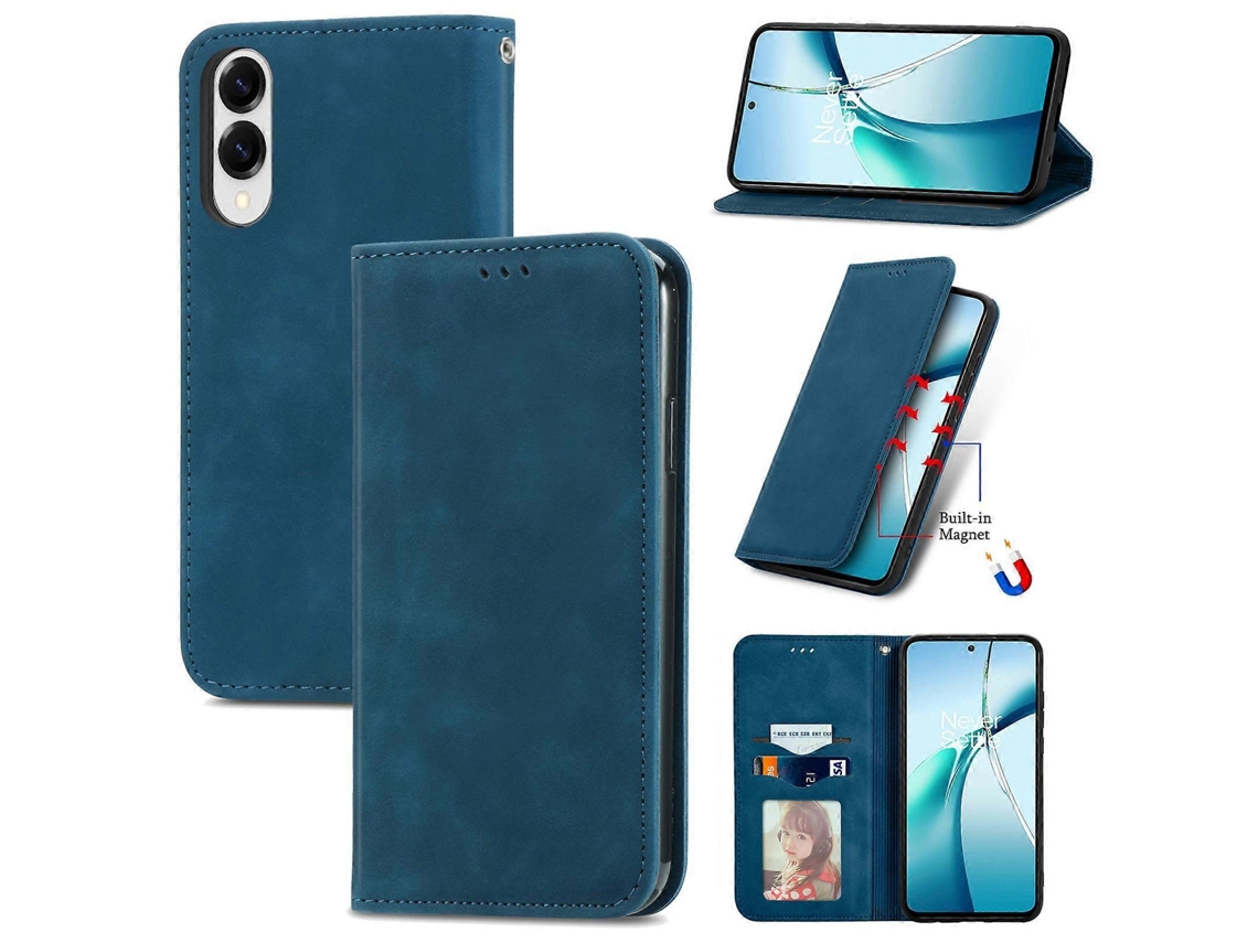 Capa De Celular Magnética De Couro Com Sensação De Pele Retrô