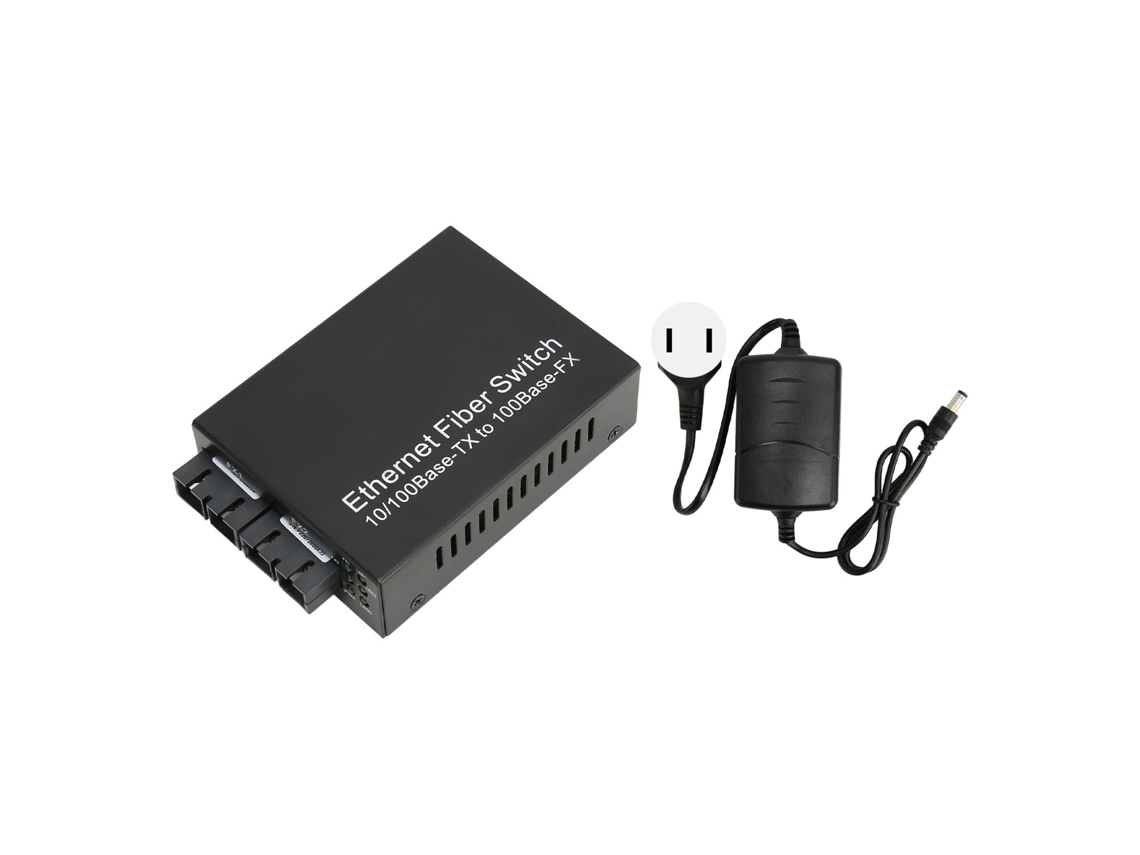 Conversor de Meios de Fibra Óptica Monomodo, 100 Mbps, 25 km, Tx1310nm, SC, RJ45, Enchufe US | S/MARCA