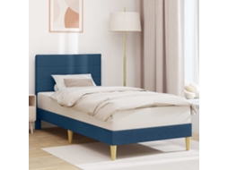Vidaxl Estrutura Da Cama Com Cabeceira Azul 90 X 190 Cm Tecido