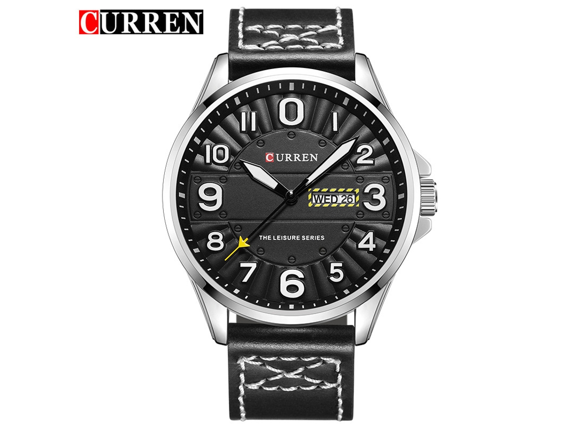 Relógio Masculino de Pulso com Pulseira de Couro, Movimento de Quartzo, Calendário, Estilo Casual. MDUG