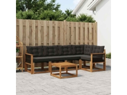 Vidaxl Conjunto De Sofás Para Exterior 6 Pcs Natural E Preto
