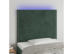 Cabecero con LED Terciopelo 100x5x118/128 cm Verde Oscuro