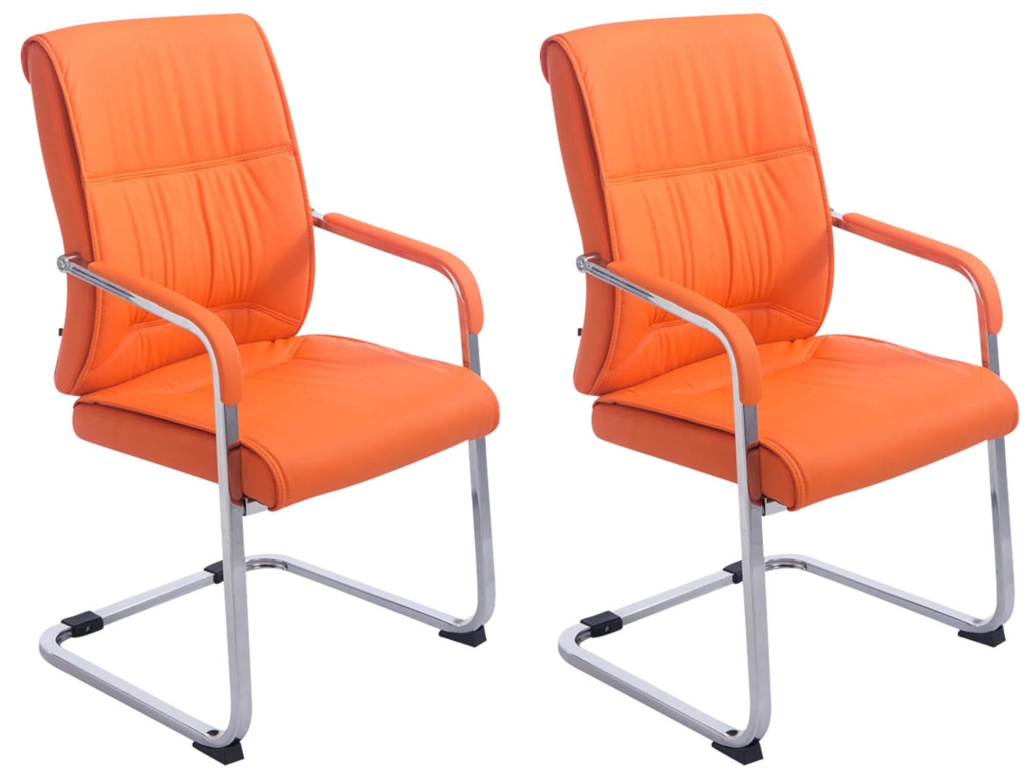 Conjunto de 2 cadeiras cantilever XXL Anubis em imitação de pele laranja CLP