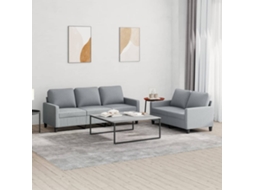 Conjunto 2 Pcs de Sofás com Almofadões Tecido Cinzento-Claro PANGSHIYUAN