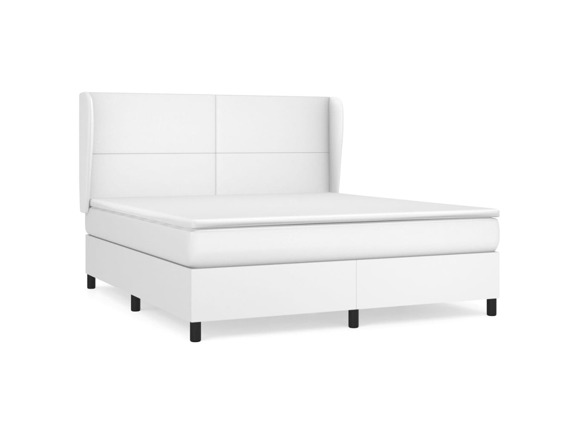 Cama com Molas Couro Artificial Branco MAISON EXCLUSIVE 180x200 cm