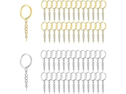 2026 60 Peças de Chaveiros Anéis de Chaveiro Ouro e Prata Nichelado para Acessórios de Artesanato e Joias 2,5cm