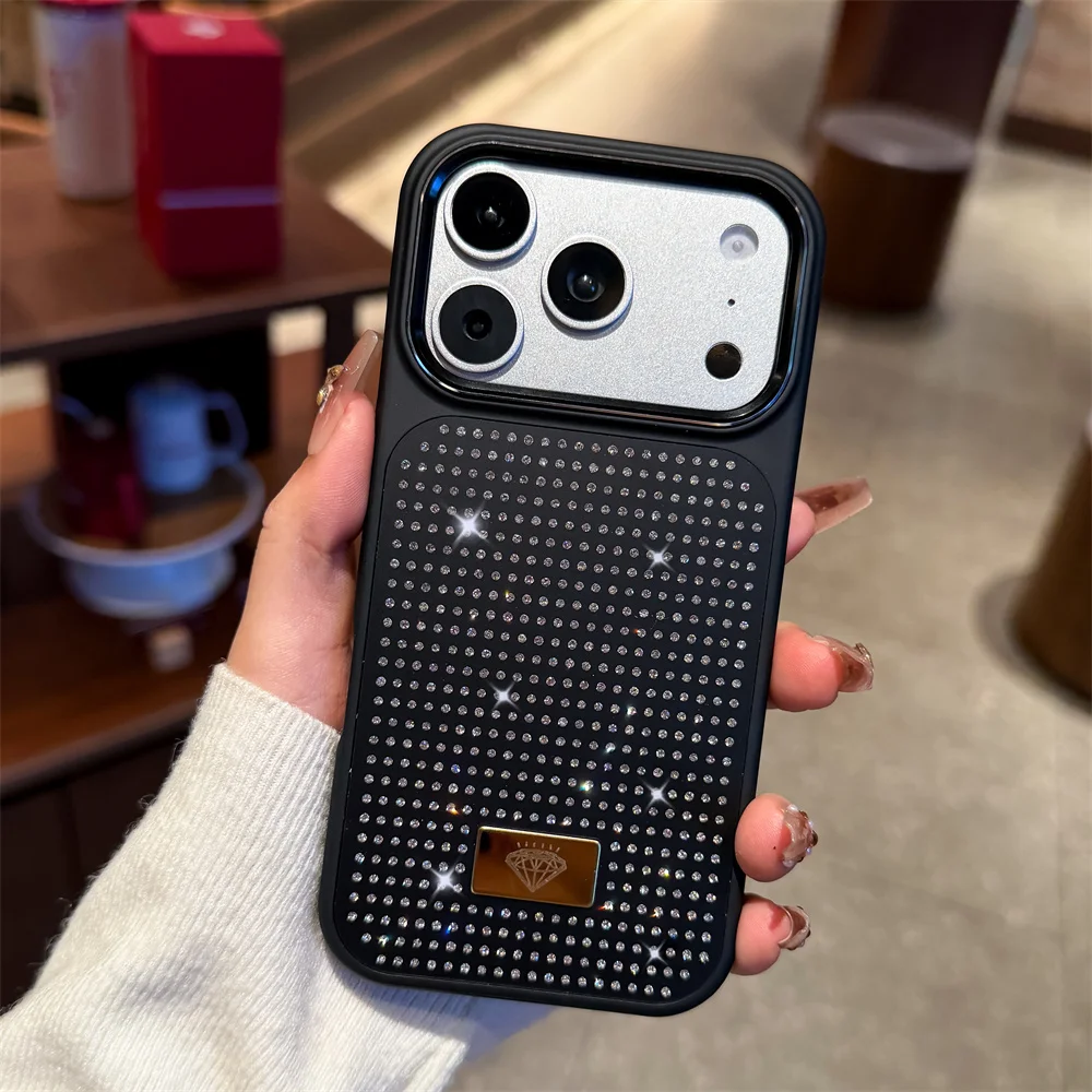 Capa Para Celular Com Strass Brilhantes (iphone 17 Pro Max, Preta), Ideal Para Meninas. Capa Protetora Resistente A Impactos.