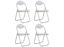 Vidaxl Cadeiras De Jantar Dobráveis 4 Pcs Couro Artificial Branco