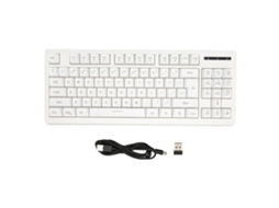 Aetheria teclado Sem Fio 2.4g 87 Teclas Rgb Backlight Bateria 1800mah para Escritório Win 7 Win 8 Branco