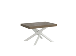 Mesa Extensível Volantis Cinza Pomba 120/224x90 Cm Com Pés Brancos Itamoby
