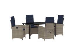 Conjunto 5 De Jantar Para Jardim Vidaxl Cinzento Vime Pe