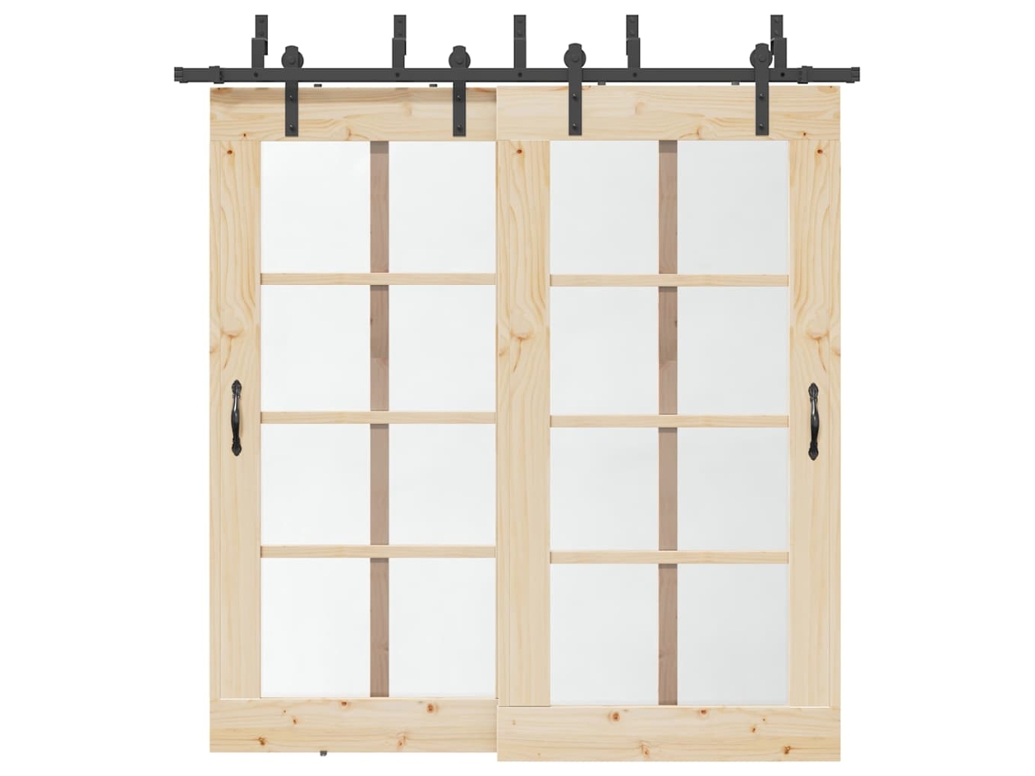 Vidaxl Kit De Ferragens Para Porta Deslizante 213,5 Cm Aço Preto