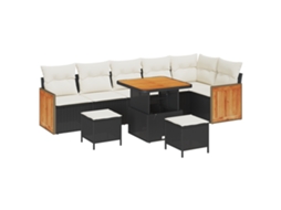 Conjunto 11 Sofá Exterior Vidaxl Preto Vime Pe (286 X 161 X 85 Cm)