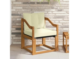 Vidaxl Sofá Exterior Madeira Sólida De Acácia Natural E Creme