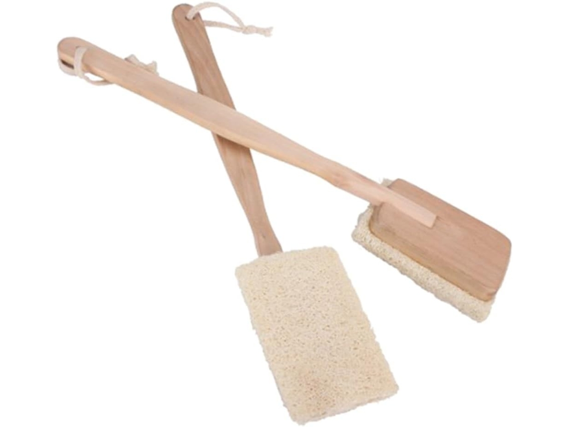 Lurelia Bucha Vegetal De Banho Para Costas E Corpo, Bucha Natural, Cabo Longo E Com Argola, Uso Diário
