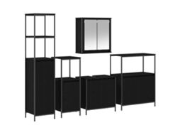 Conjunto 5 Conjunto De Banheiro Moderno Vidaxl Preto Derivados De Madeira (36 X 35 X 165 Cm)