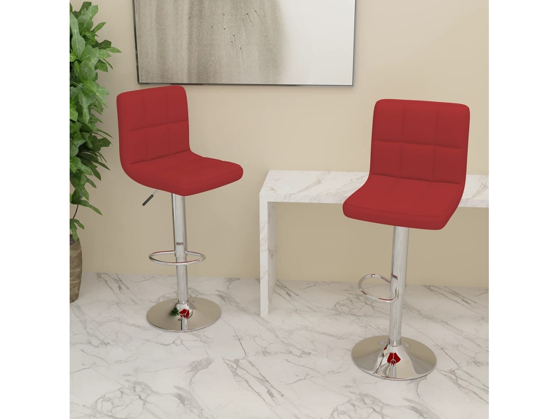 Vidaxl Bancos De Bar 2 Pcs Tecido Vermelho Tinto