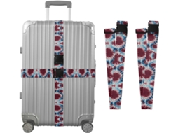 Conjunto De 2 Cintas Bagagem Personalizáveis Para Malas Com Alças Transporte Vermelha E Azul