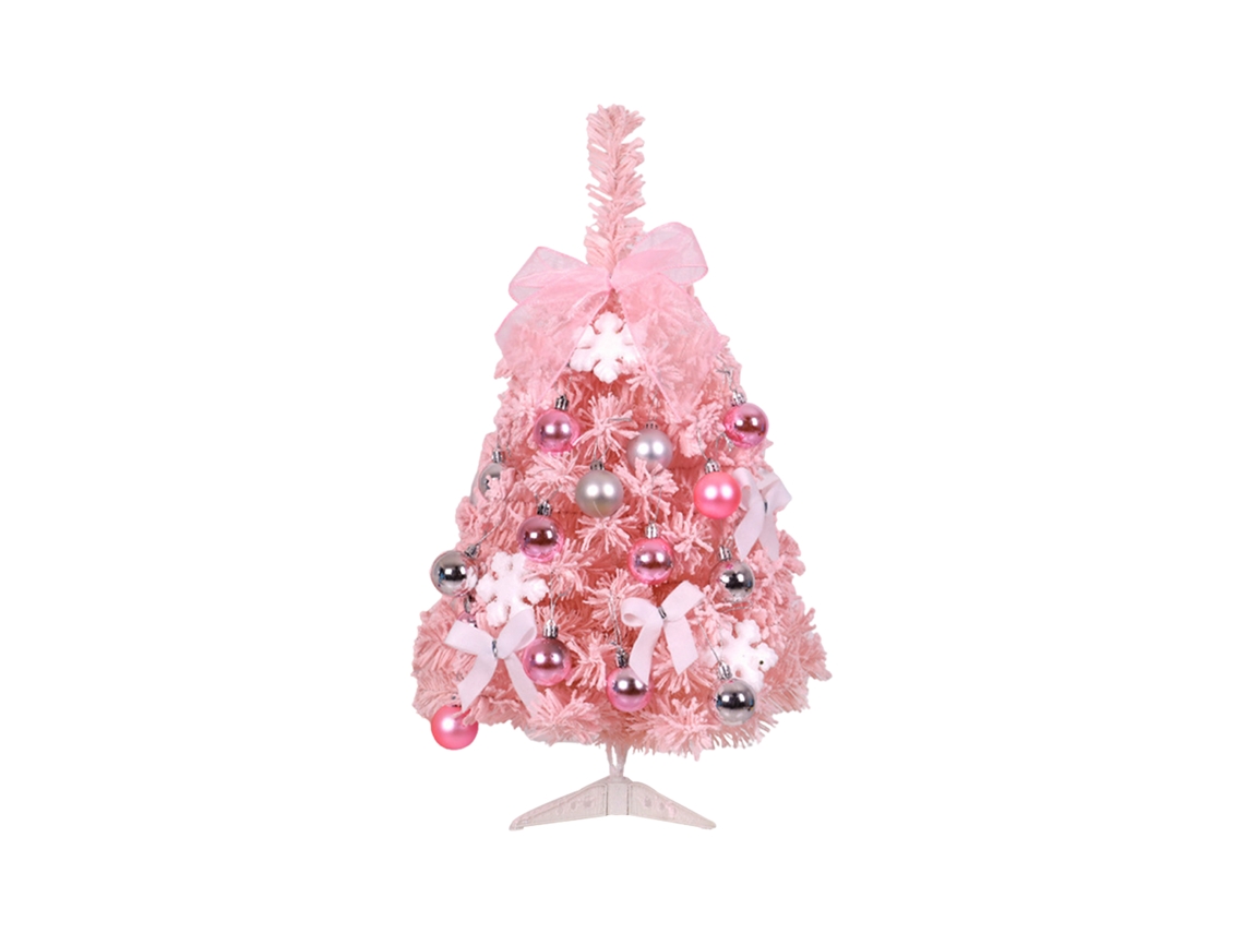 Árvore De Natal Mini 60cm Flocada Rosa