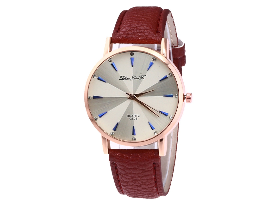 Reloj Cuarzo Para Hombre Y Mujer Con Correa De Cuero Pu Casual Café Oscuro