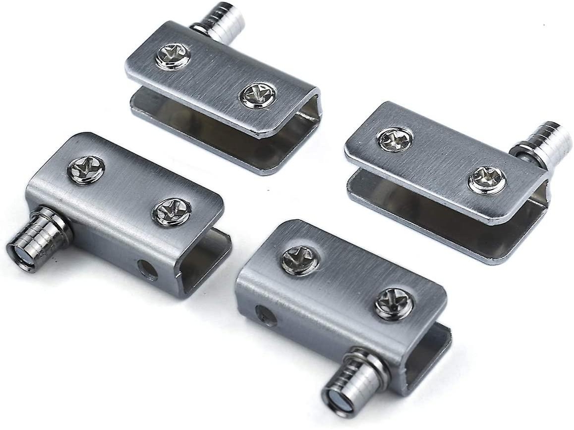 4 Bisagras de Porta de Vidro 90 Pivô, Sem Perfuração, Aço Inoxidável, para Vidro 5 8mm