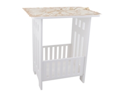 Mesa lateral moderna de madeira plástica com cesta de armazenamento, mesa de café/sofá 34x26x40cm S/MARCA
