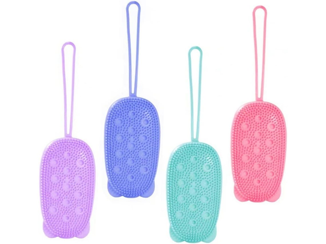 Conjunto De 4 Escovas Banho Silicone Com Dupla Face Para Limpeza Profunda E Massagem Corporal