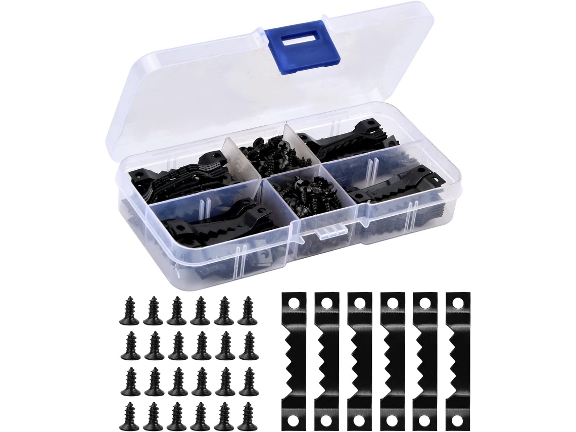 Conjunto De Ganchos E Parafusos Para Quadros - 2 Conjuntos Pendurar Suportes Dente Serra Sistema Completo Fixar Na Parede 300 Peç -aquaforge
