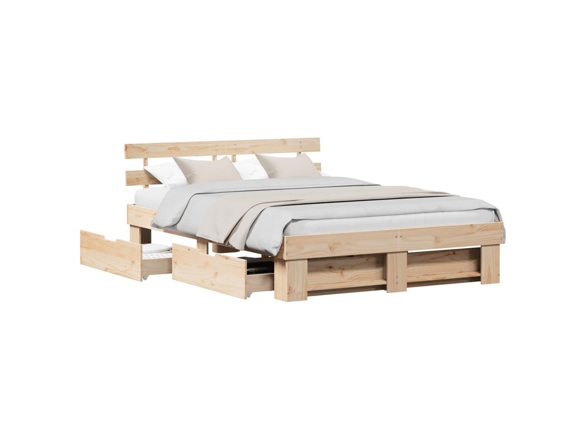 Estrutura da Cama com Cabeceira Castanho 150 X 200 Cm MAISON EXCLUSIVE