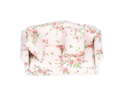Sofá Miniatura Em Escala 1/12 Com Padrão Floral Rosa Verde De Madeira De Abeto Para Casa De Bonecas Presente Diy