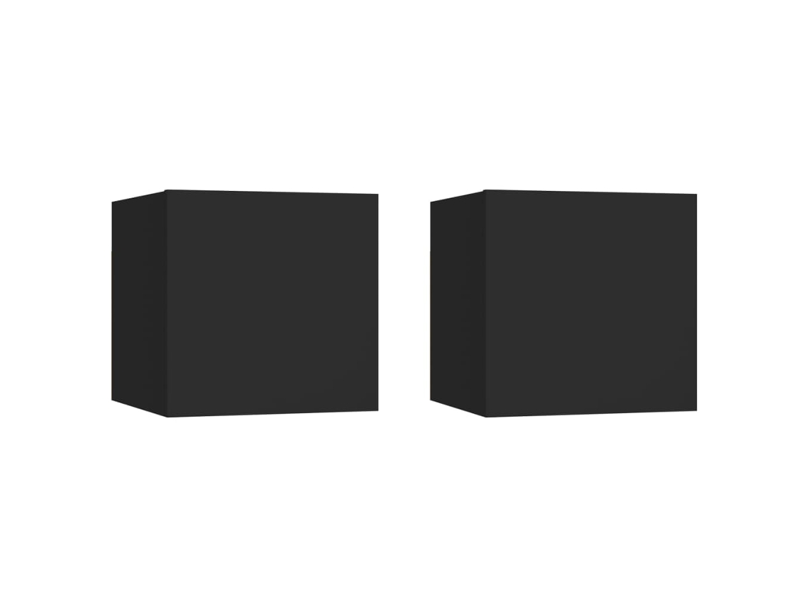 Vidaxl Mesas De Cabeceira 2 Pcs 30,5x30x30 Cm Derivados Madeira Preto