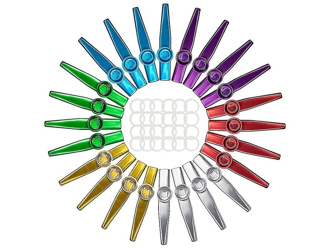 Kit de 24 Kazoo de Metal com 24 Diafragmas em 6 cores, para Ukulele e Violino S/MARCA