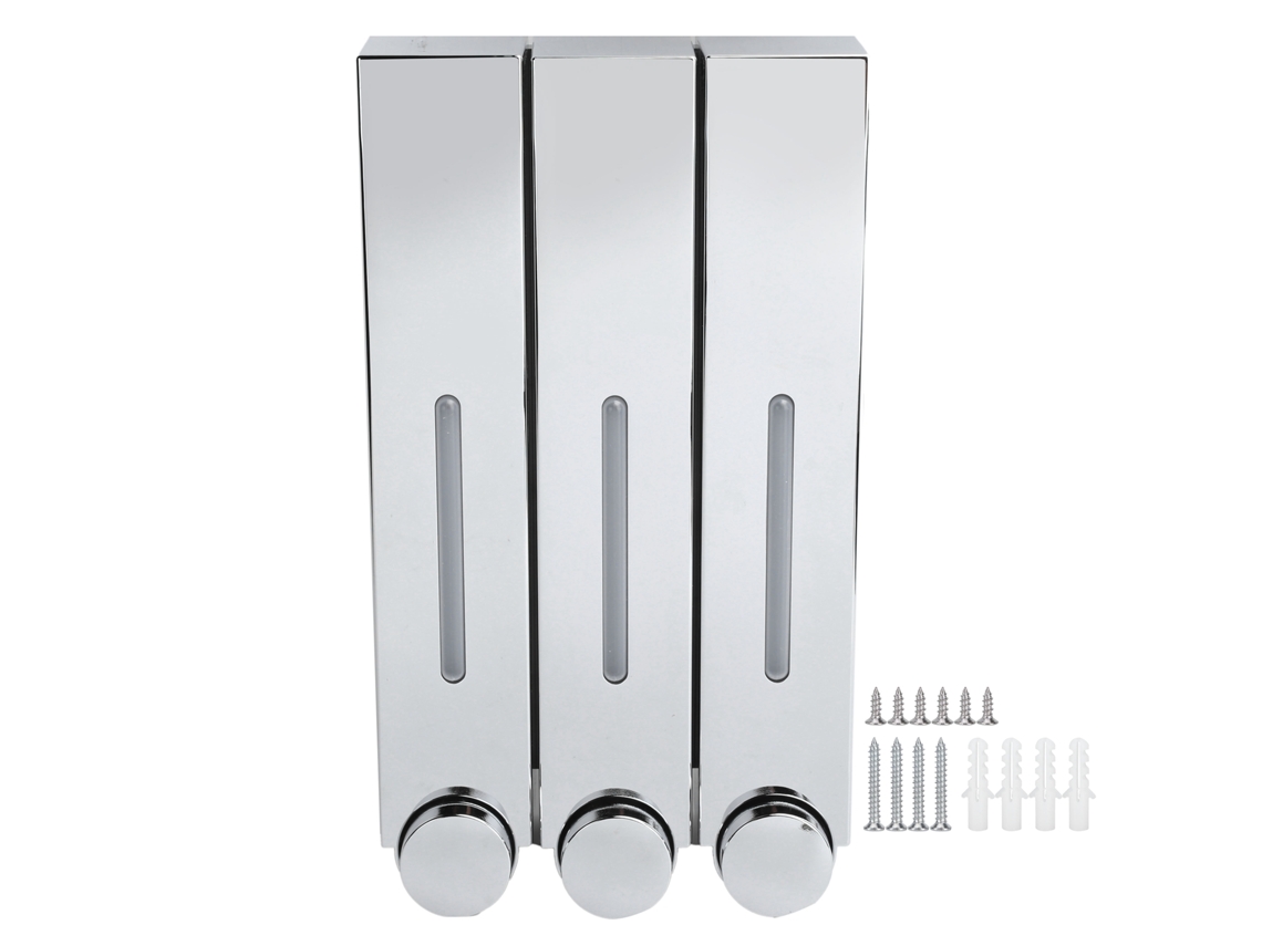 Dispensador de Sabão em Parede com 3 Compartimentos em ABS para Banheiro e Cozinha 420ml | S/MARCA