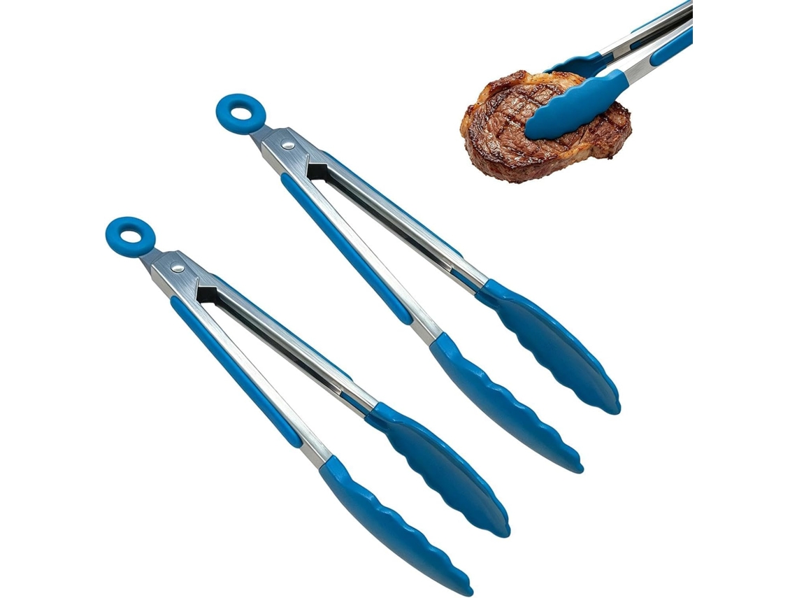Conjunto De 2 Pinças Cozinha, 18cm, Em Aço Inoxidável Antiaderente, Com Proteção Térmica, Para Bifes, Torradas, Carnes