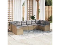 Vidaxl Conjunto De Sofá De Jardim 10 Unid. Bege Vime Pe