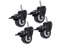 Conjunto de 4 rodízios giratórios para cadeira de escritório em poliuretano M8 x 25 mm, carga máxima de 240 kg, roda de reposição Poppy com freios Slowmoose